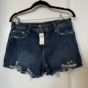 Aerie Dark Blue Distressed Jean Shorts